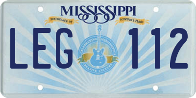 MS license plate LEG112