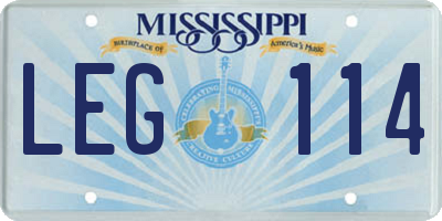 MS license plate LEG114