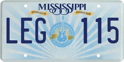 MS license plate LEG115