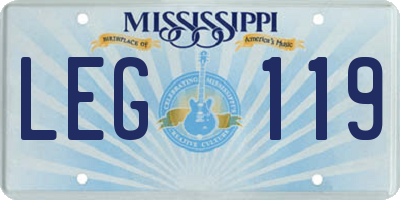 MS license plate LEG119
