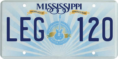 MS license plate LEG120