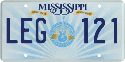 MS license plate LEG121