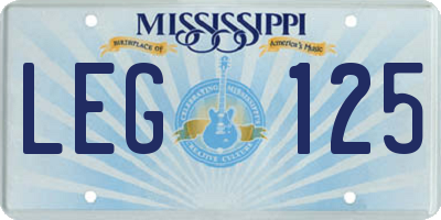 MS license plate LEG125