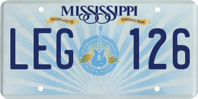 MS license plate LEG126