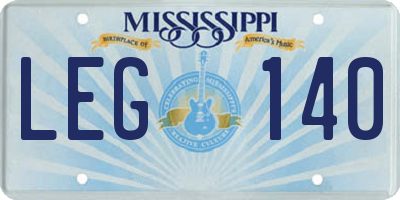 MS license plate LEG140