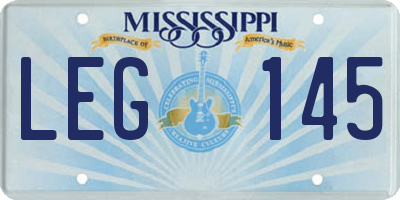 MS license plate LEG145