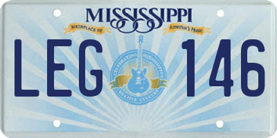 MS license plate LEG146