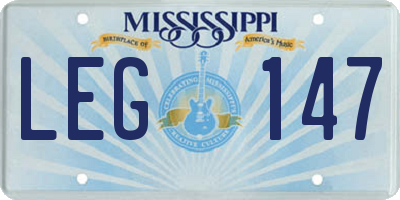 MS license plate LEG147