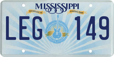 MS license plate LEG149