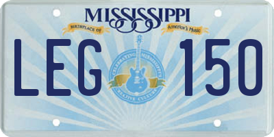 MS license plate LEG150