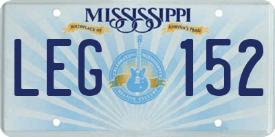 MS license plate LEG152
