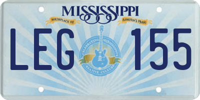 MS license plate LEG155