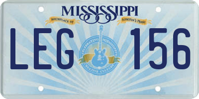 MS license plate LEG156