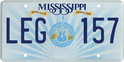 MS license plate LEG157