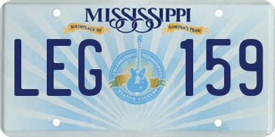 MS license plate LEG159