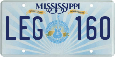 MS license plate LEG160