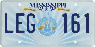 MS license plate LEG161