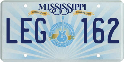 MS license plate LEG162