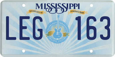 MS license plate LEG163