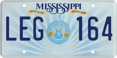 MS license plate LEG164