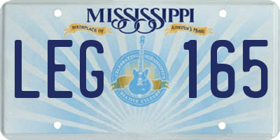 MS license plate LEG165