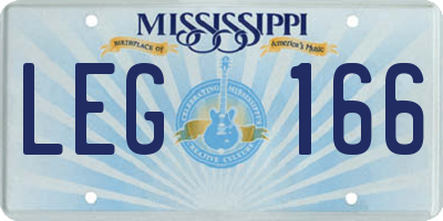 MS license plate LEG166