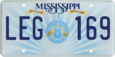 MS license plate LEG169