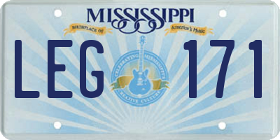 MS license plate LEG171