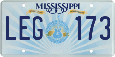 MS license plate LEG173