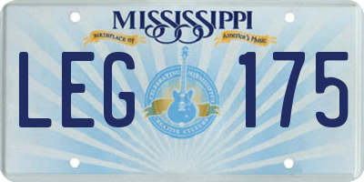 MS license plate LEG175