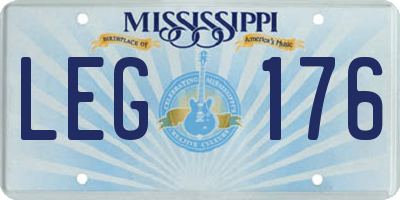 MS license plate LEG176