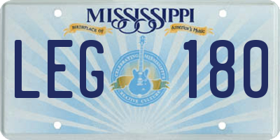 MS license plate LEG180