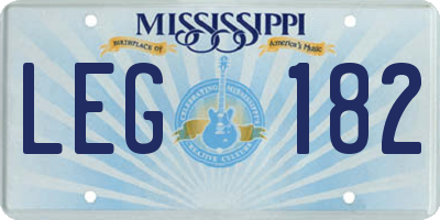 MS license plate LEG182