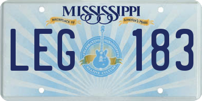 MS license plate LEG183