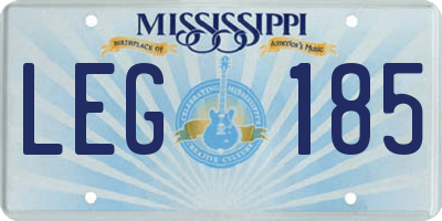 MS license plate LEG185