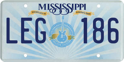 MS license plate LEG186