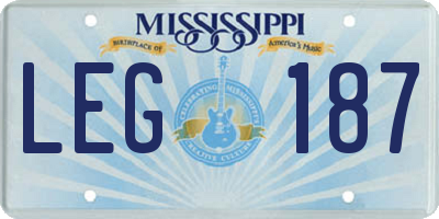 MS license plate LEG187