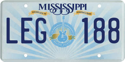 MS license plate LEG188