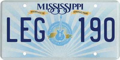 MS license plate LEG190