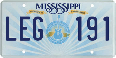 MS license plate LEG191