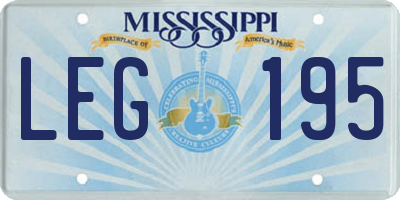 MS license plate LEG195