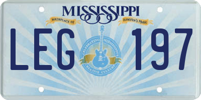 MS license plate LEG197