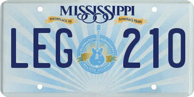 MS license plate LEG210