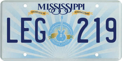 MS license plate LEG219