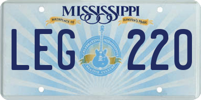 MS license plate LEG220
