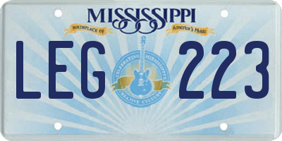 MS license plate LEG223