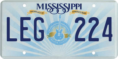 MS license plate LEG224