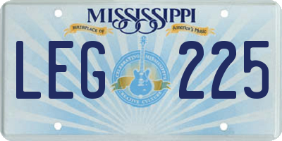 MS license plate LEG225