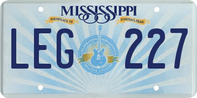 MS license plate LEG227