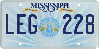 MS license plate LEG228